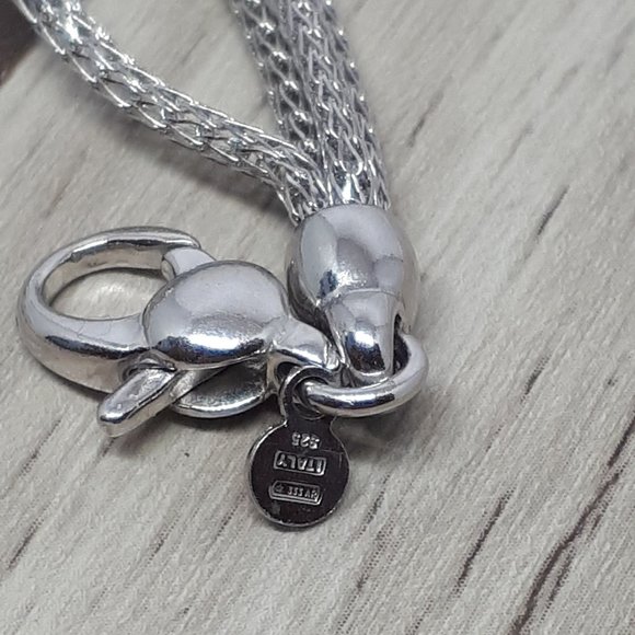 Sterling Silver Italian Mesh Style Bracelet w/ CZ - Picture 6 of 6